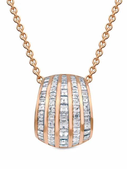 Pragnell 18kt rose gold Manhattan classic five row diamond pendant necklace Pink F0678
