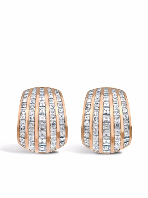 Pragnell 18kt rose gold Manhattan Classic diamond huggie earrings Pink F0677