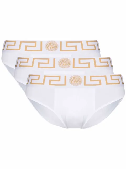 Versace set of three logo-waist brief White AU10327A232741