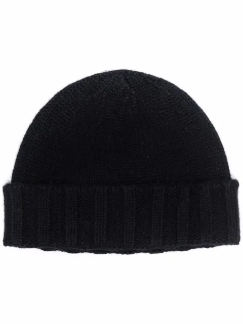 Drumohr ribbed-hem cashmere beanie hat Black L1K750
