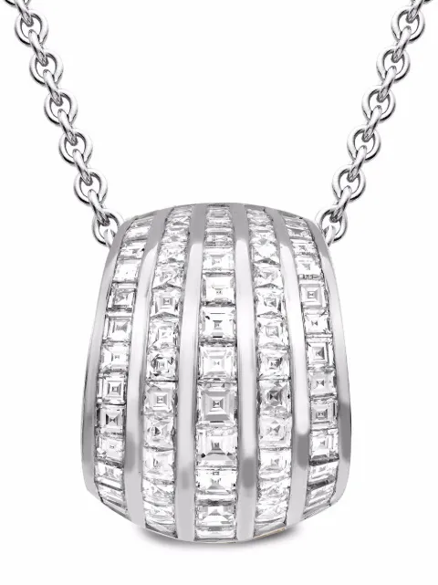 Pragnell 18kt white gold Manhattan five row diamond pendant necklace Silver F0692
