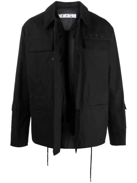 Off-White logo-embroidered military jacket Black OMEL022F21FAB0011010