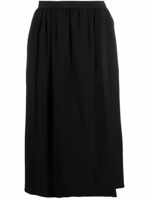 Saint Laurent Pre-Owned 1970s high-waisted silk skirt Black YVSA350