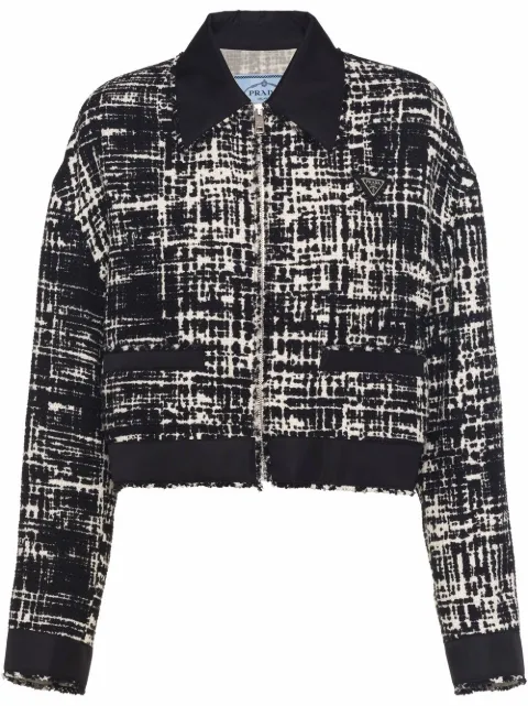 Prada Re-Nylon cropped tweed jacket Black P520MS22110FV
