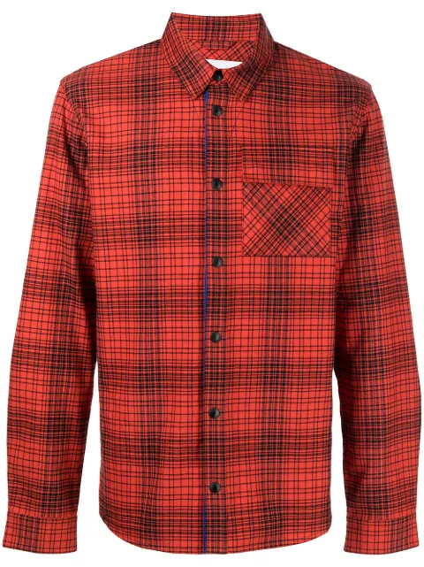 Aztech Mountain check-print long-sleeved shirt Orange AM400232