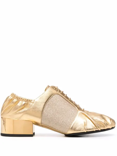 Ferragamo high-shine leather ballerina shoes Gold 01C732