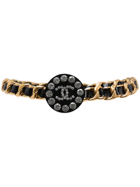 CHANEL Pre-Owned 1980-1990s CC rhinestone-embellished belt Gold 4158