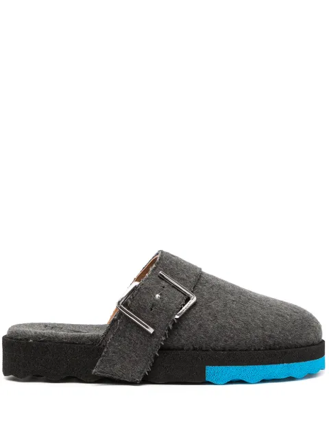 Off-White buckle-detail felted slippers Grey OMIC003F21FAB0010645