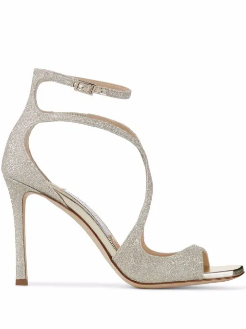 Jimmy Choo Azia 95mm glitter sandals Silver AZIA95DGZAA0582