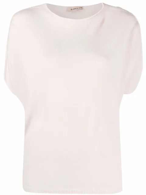Blanca Vita fine-knit T-shirt Neutrals 10168CASHMERE
