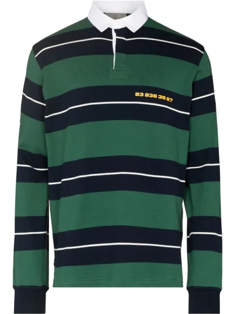 VTMNTS barcode-print striped polo shirt Green VL12SH450G