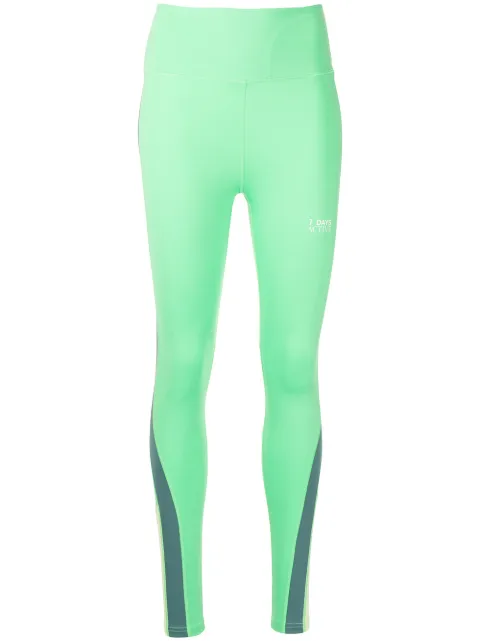 7 DAYS Active high-waisted colour-block leggings Green 90048