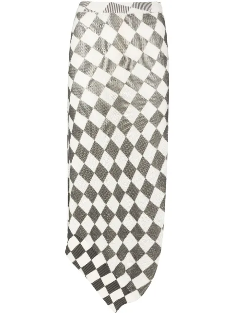 MM6 Maison Margiela checkerboard-pattern asymmetric skirt Neutrals S62MA0072S17971