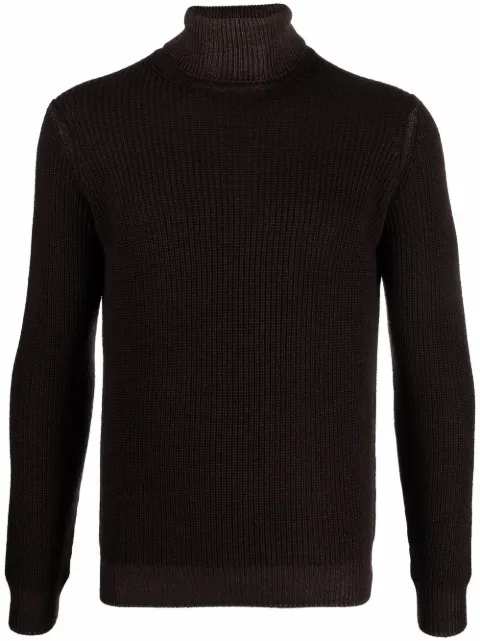 Dell'oglio merino knit roll neck jumper Brown DV1MLWM7PV