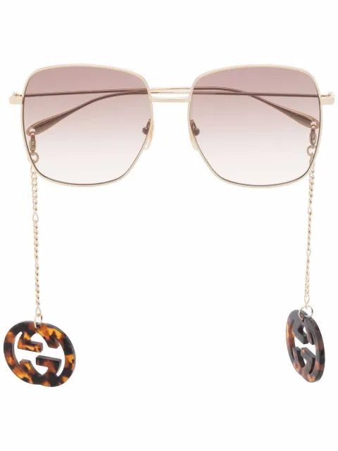 Gucci Eyewear GG-pendant square-frame sunglasses Gold GG1031S003