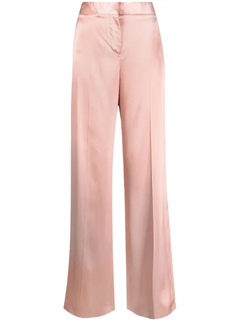 Alexander McQueen satin-effect wide-leg trousers Pink 583746QEAC9