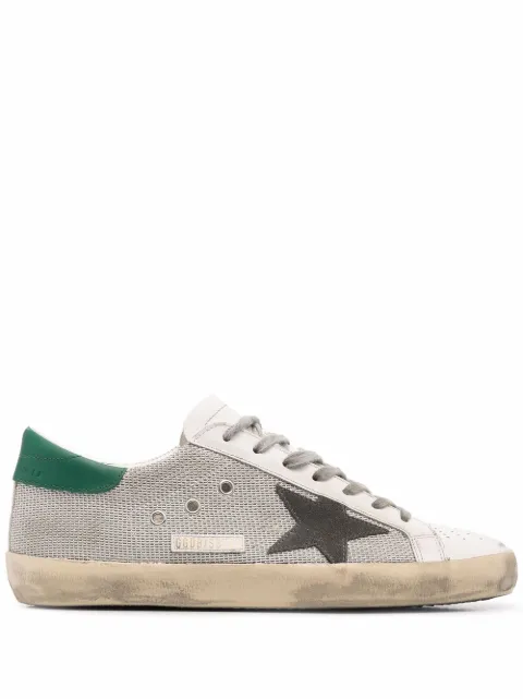Golden Goose Super-Star trainers in light silver mesh with gray star White GMF00101F002686