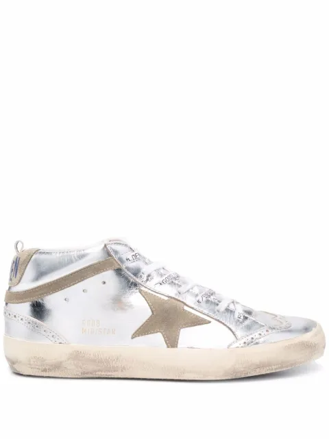 Golden Goose Laminated Star and Wave mid-top sneakers Silver GMF00122F002794
