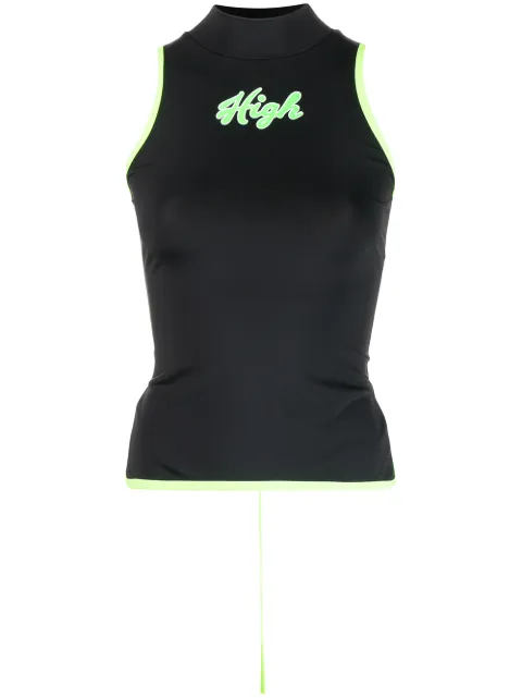 Natasha Zinko slogan-print open-back vest Black SS222NZ2070121
