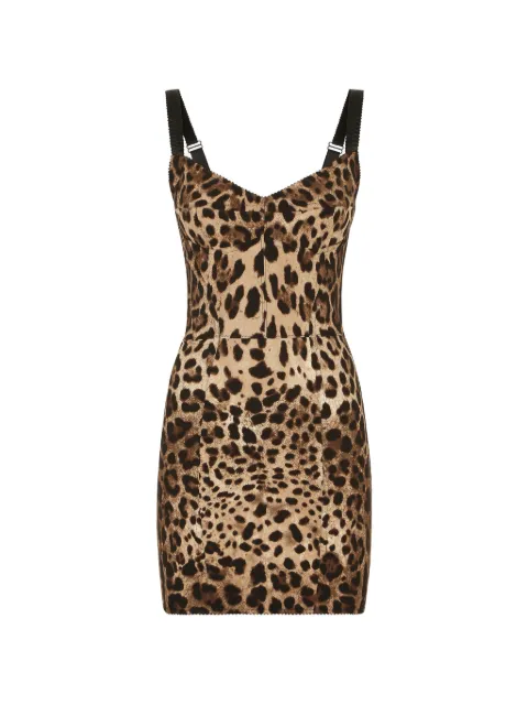 Dolce & Gabbana leopard-print corset mini dress Black F63G8TFSADD