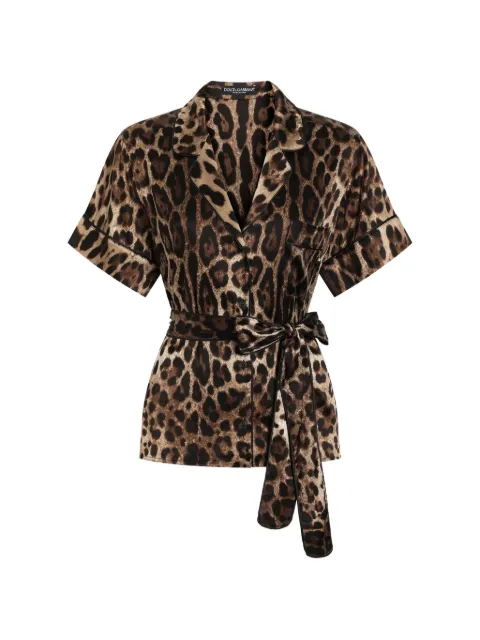 Dolce & Gabbana leopard-print belted silk shirt Brown F5G67TFSAXYHY13M