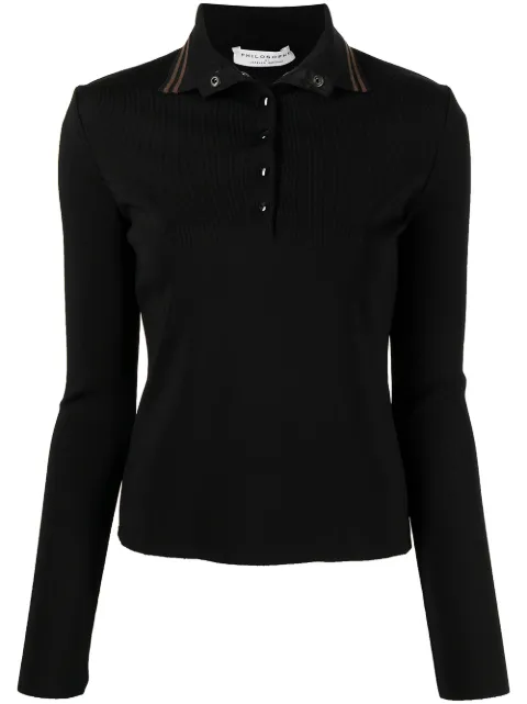 Philosophy Di Lorenzo Serafini stretch long-sleeve polo shirt Black A09267104