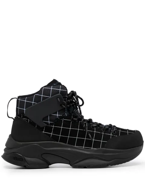 Undercover lace-up checked ankle boots Black UC1B4F012