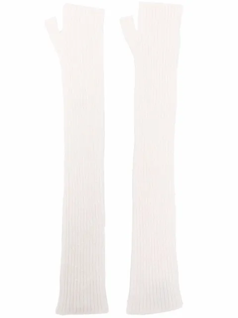 Barrie long fingerless cashmere gloves Neutrals C174837