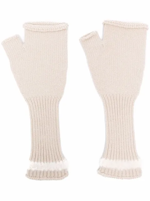 Barrie cashmere fingerless gloves Neutrals C168835