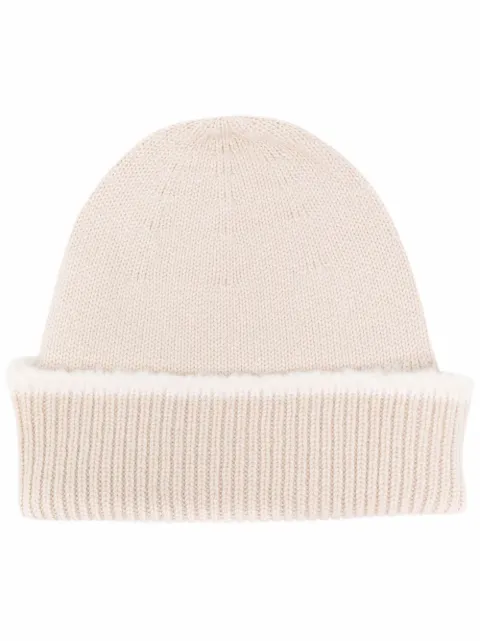 Barrie cashmere ribbed beanie Neutrals C168834