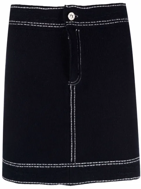 Barrie contrast-stitch mini skirt Blue C85543