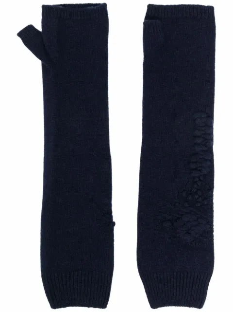 Barrie fingerless cashmere mittens Blue C30832