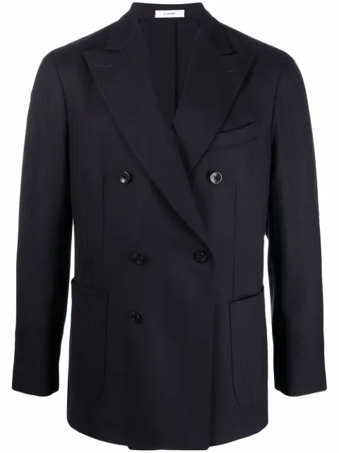 Boglioli double-breasted pinstripe blazer Blue N4302EBUC018