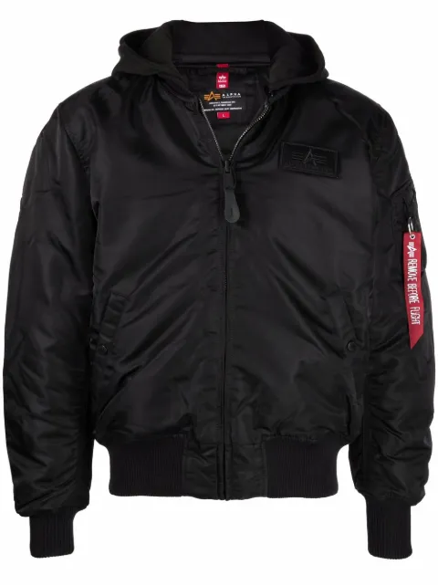 Alpha Industries logo zipped bomber jacket Black 128113
