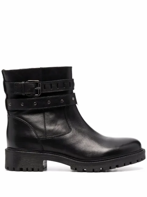 Geox buckled leather boots Black D04FTH00043