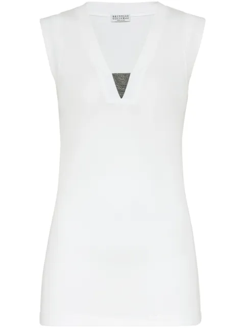 Brunello Cucinelli stretch cotton jersey T-shirt with precious faux-layering White M0TC8EL672C159