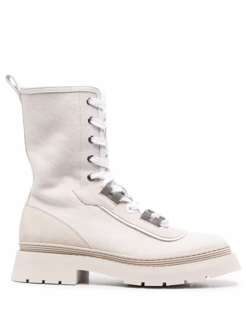 Brunello Cucinelli lace-up cargo ankle boots White MZ58G2146C209