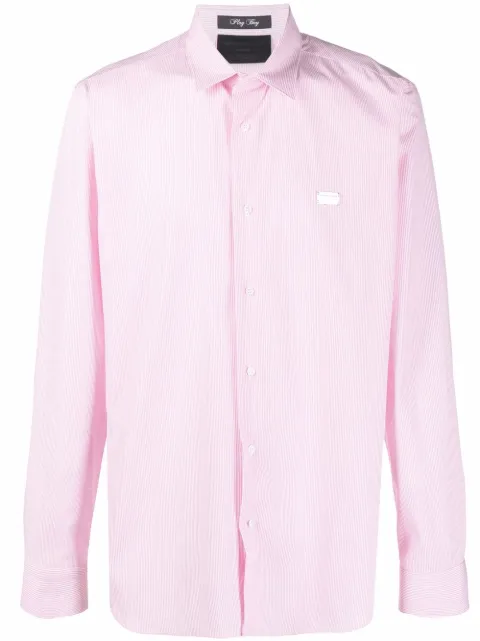 Philipp Plein skull-print striped shirt Pink SABCMRP1616PTE003N
