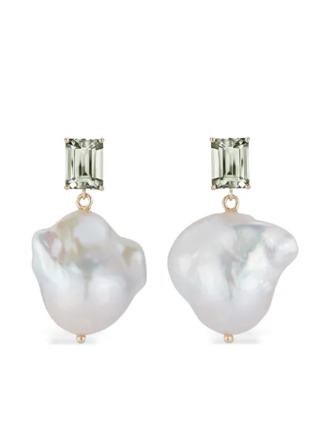 Mateo 14K yellow gold baroque pearl green amethyst drop earrings Gold 811266028871