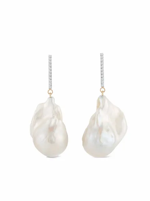 Mateo 14kt yellow gold One-of-a-kind baroque pearl and diamond earrings Gold 811266027195