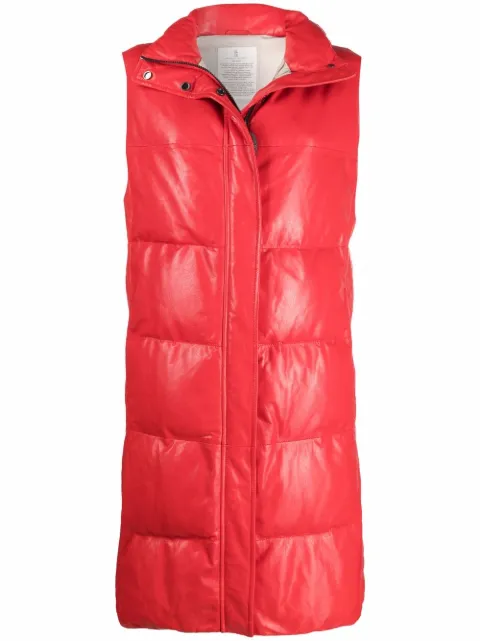 Brunello Cucinelli down-padded leather gilet coat Red MPBIS9477C8232