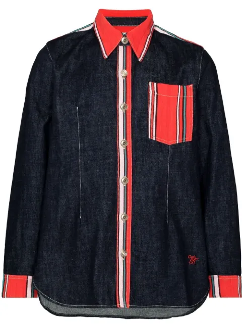 Wales Bonner Cotonou patch pocket denim shirt Blue MS22DE01DE01