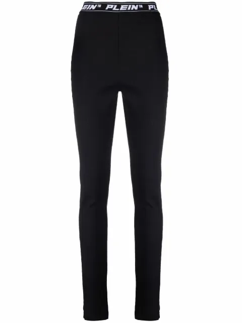 Philipp Plein logo-waistband leggings Black PAACWDT1915PDE004N