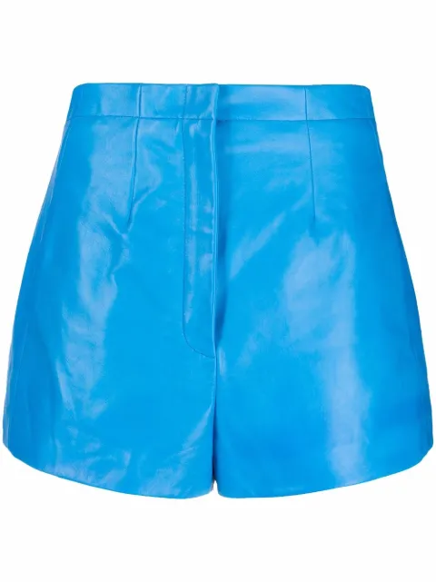 Ferragamo high-waisted polished-finish shorts Blue 748239