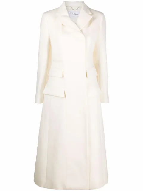 Ferragamo double breasted long coat White 749263