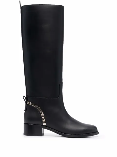 Ferragamo Vara Chain knee-high boots Black 748515
