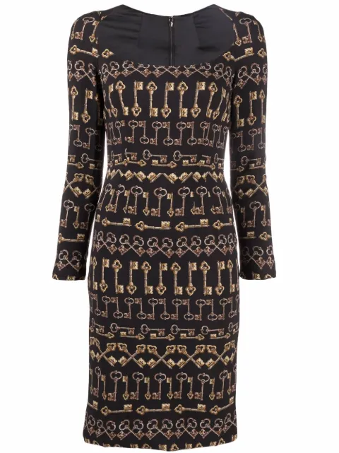 Dolce & Gabbana Pre-Owned 2000s key-print fitted dress Black DG103PT