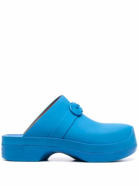 Ferragamo Gancini raised logo clogs Blue 748071