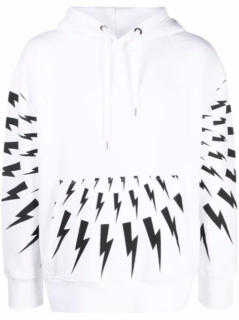 Neil Barrett Thunderbolt-print hoodie White BJS006SR523S