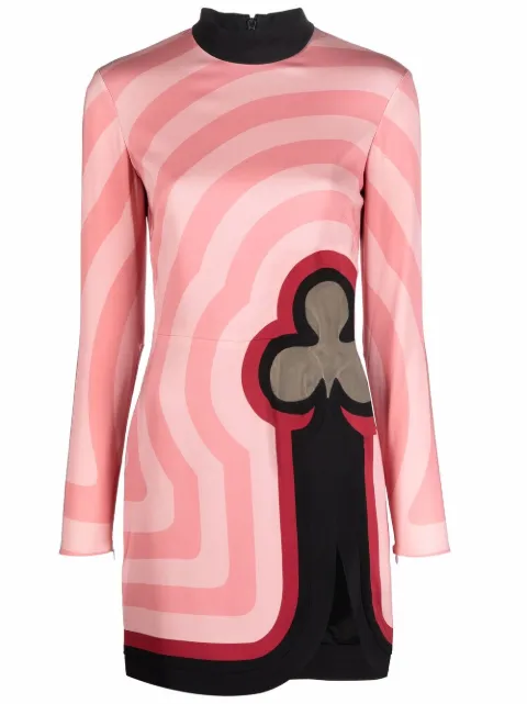 Casablanca Club-print graphic-print mini dress Pink WF21DR014